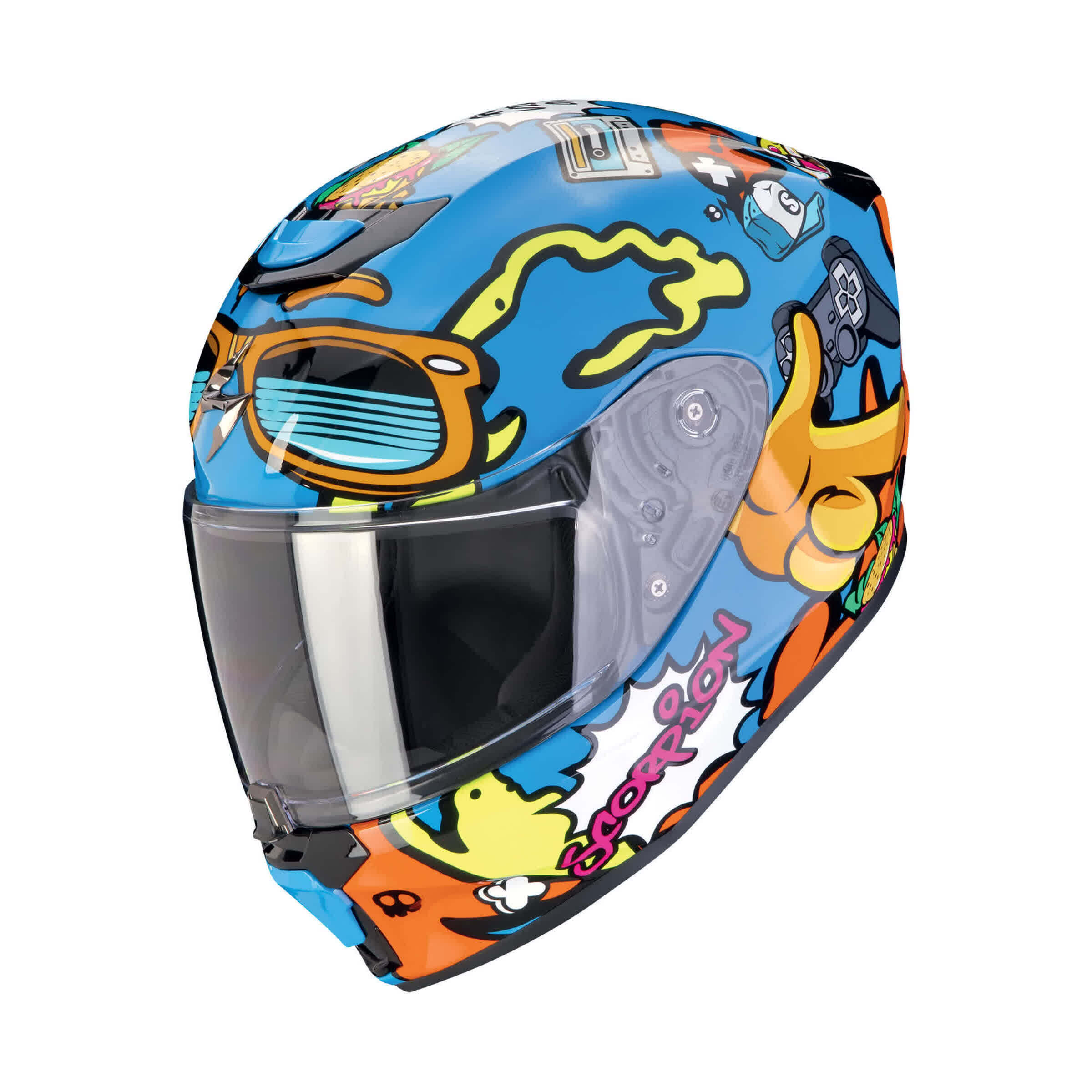 МОТОЦИКЛЕТНЫЙ ШЛЕМ SCORPION EXO-JNR AIR FUN Bleu-Orange (204)