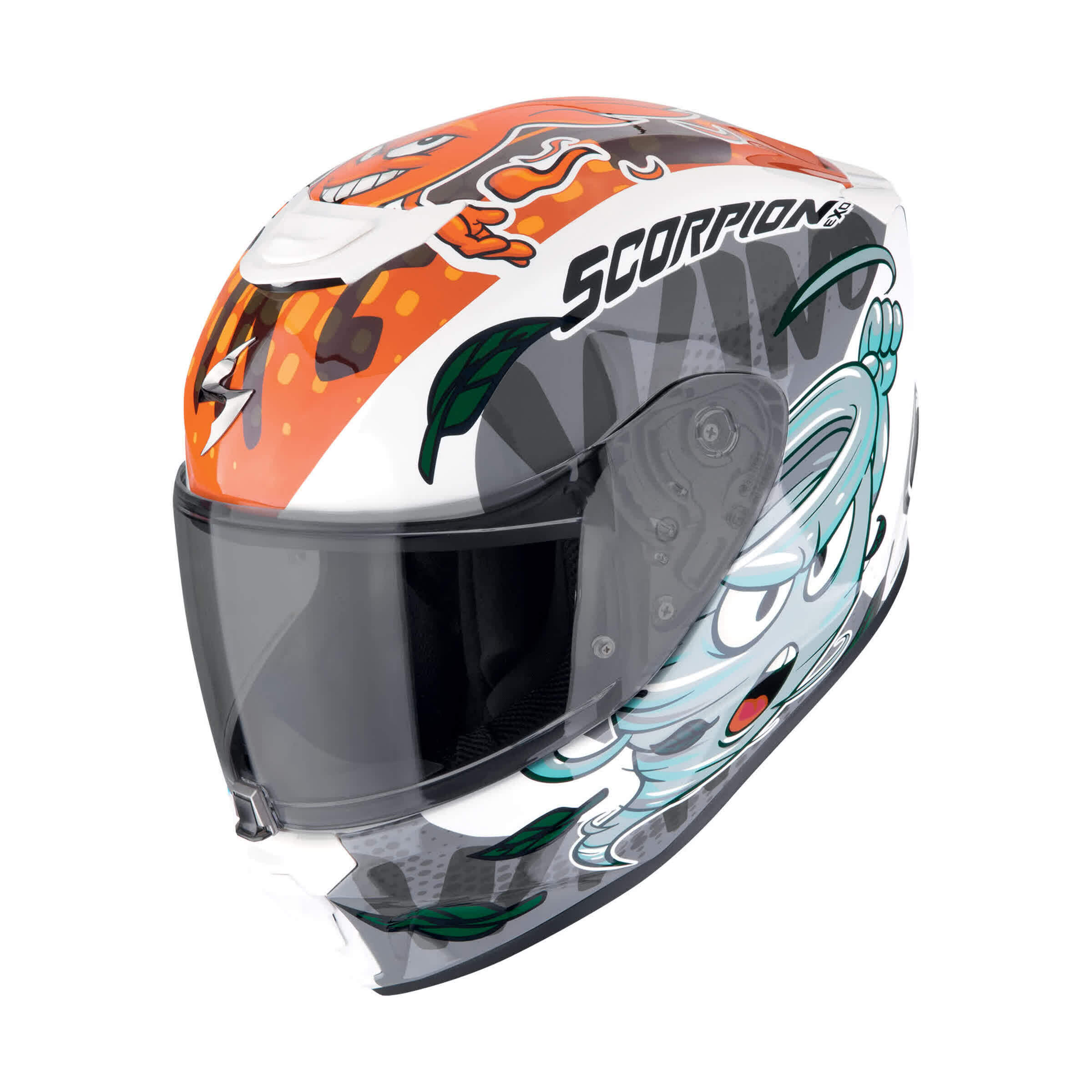 МОТОЦИКЛЕТНЫЙ ШЛЕМ SCORPION EXO-JNR AIR The4elements Blanc-Bleu-Orange (361)