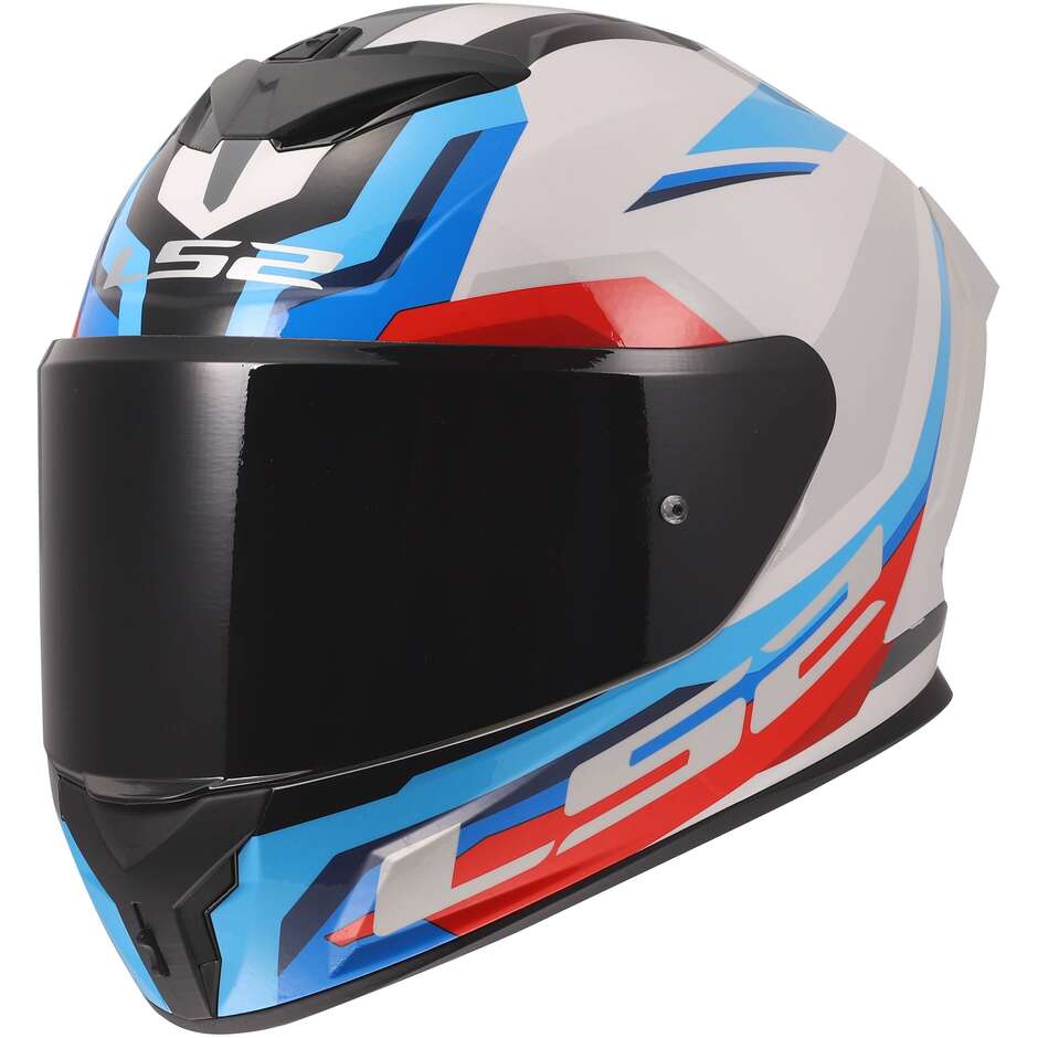 МОТОЦИКЛЕТНЫЙ ШЛЕМ LS2 FF820 RAPID III HYPER WHITE BLUE RED