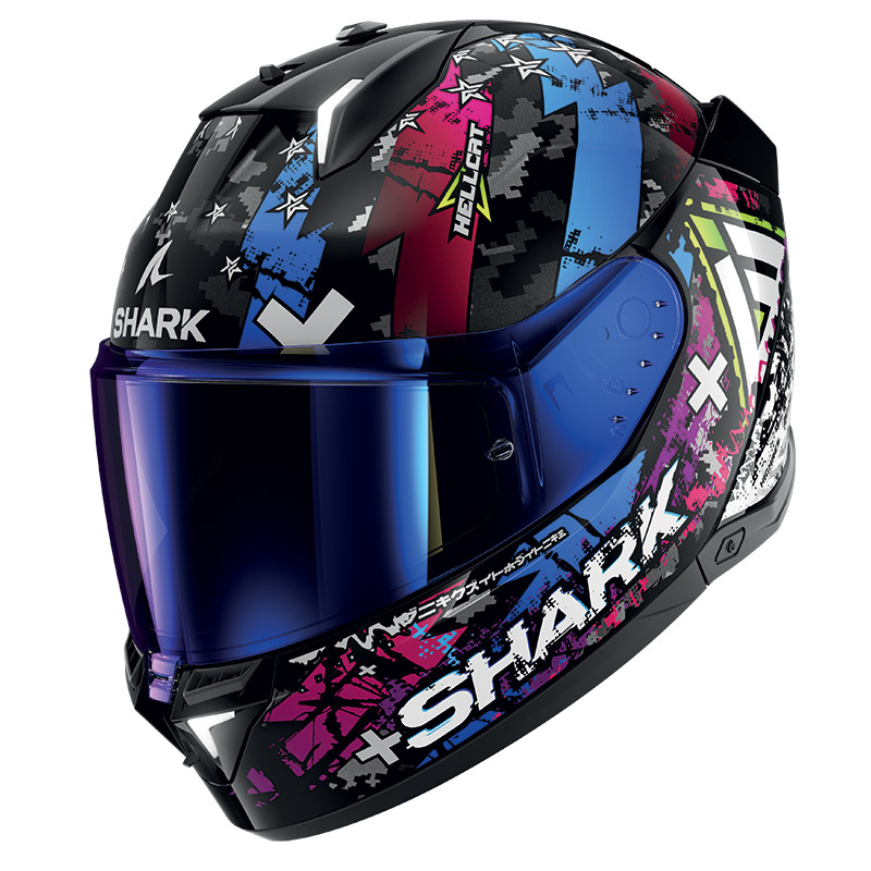 МОТОЦИКЛЕТНЫЙ ШЛЕМ SHARK SKWAL i3 HELLCAT Black Chrom Blue KUB