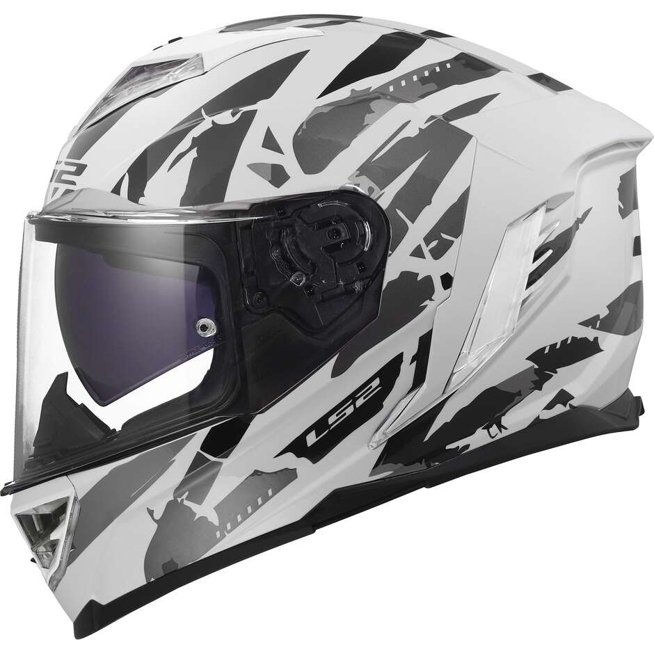 МОТОЦИКЛЕТНЫЙ ШЛЕМ LS2 FF818 STORM III KAOS WHITE GREY