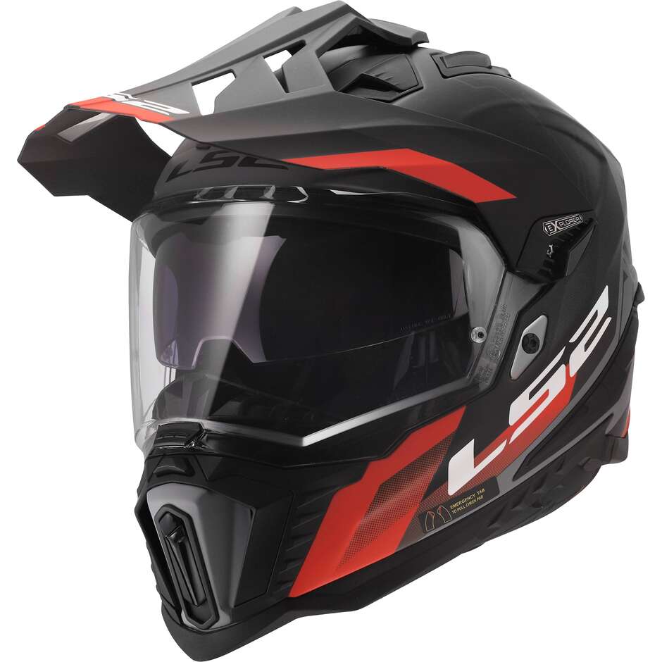 МОТОЦИКЛЕТНЫЙ ШЛЕМ LS2 MX701 EXPLORER HEXA BLACK RED GREY-06