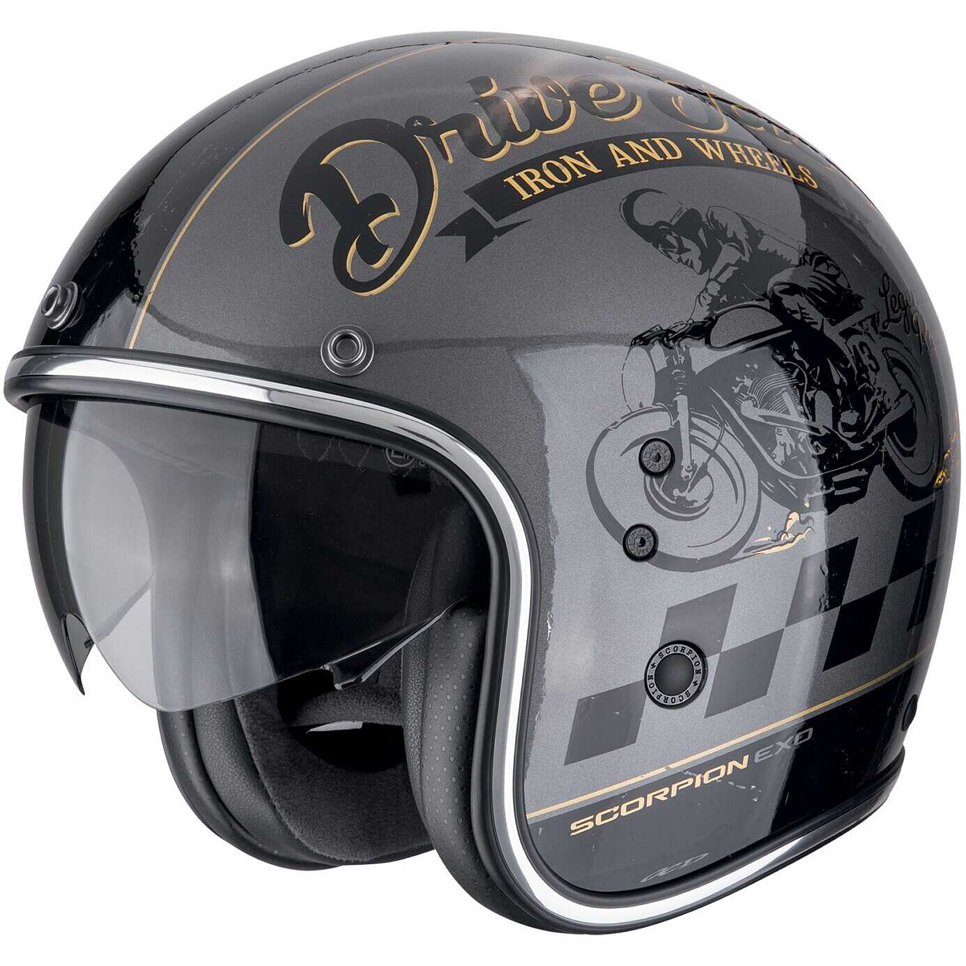 МОТОЦИКЛЕТНЫЙ ШЛЕМ SCORPION BELFAST EVO DRIVE FAST Argent-Noir-Or (364)