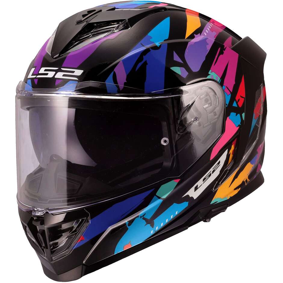 Мотоциклетный шлем LS2 FF818 STORM III KAOS BLACK PURPLE BLUE