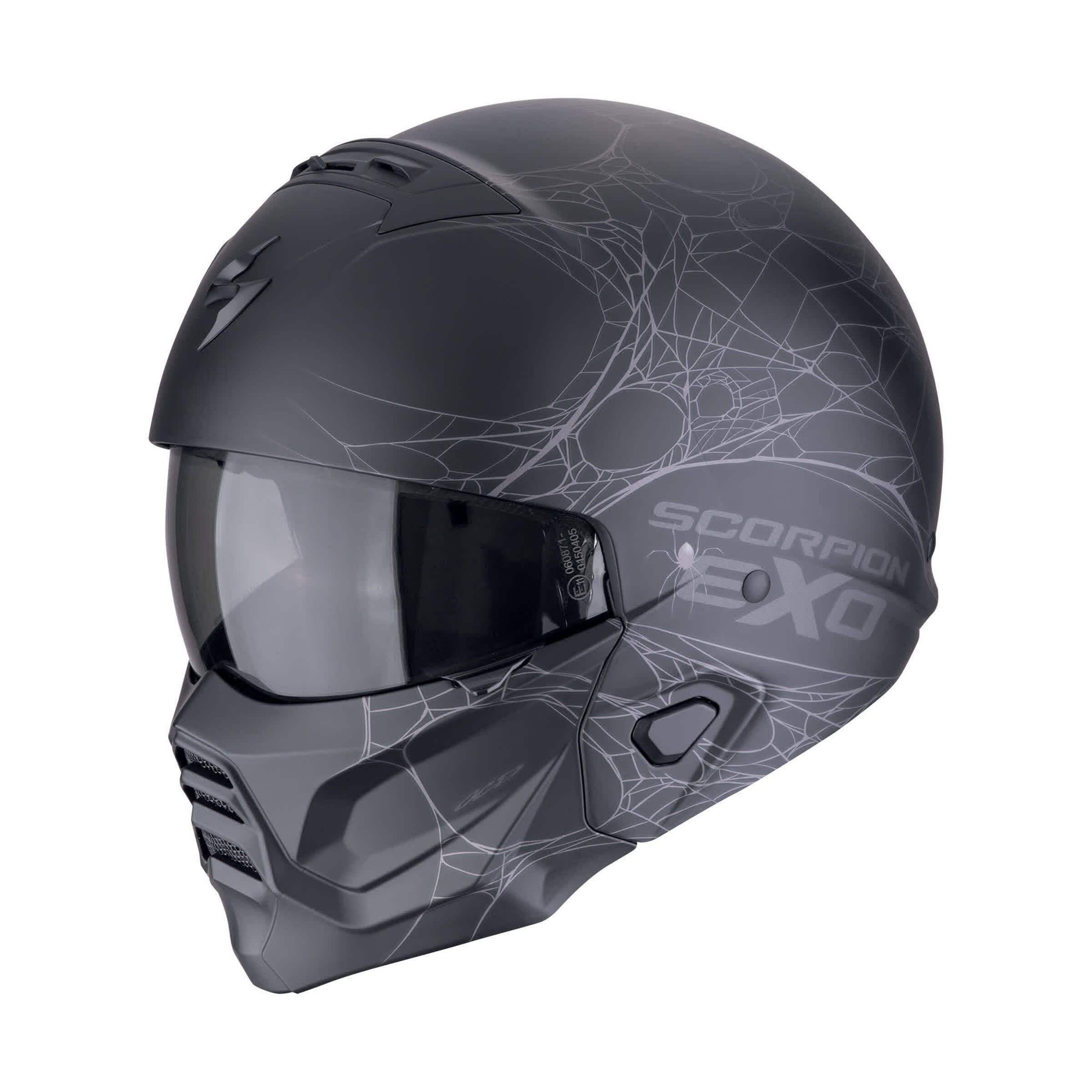МОТОЦИКЛЕТНЫЙ ШЛЕМ SCORPION EXO-COMBAT II SPIDERWEB Noir mat-Argent (159)