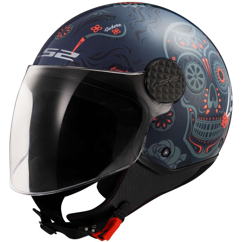 Мотоциклетный шлем LS2 OF558 SPHERE LUX II MAXCA COBALT ORANGE-06