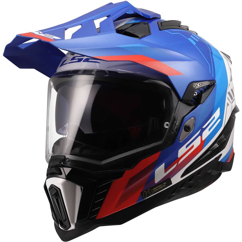 МОТОЦИКЛЕТНЫЙ ШЛЕМ LS2 MX701 EXPLORER HEXA WHITE BLUE RED-06